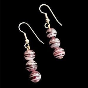 Sterling silver art glass dangle earrings
